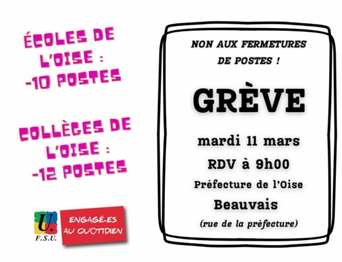 Carte scolaire 1er et 2nd degré dans l’Oise : journée de grève mardi 11 mars !