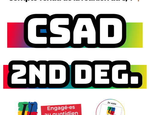 CSAD 2nd degré | Le compte-rendu de la réunion de mercredi 8 avril 2026